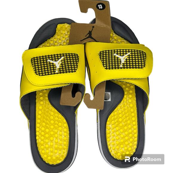 Jordan Hydro IV Retro 4 Lightning Yellow Black White Slide DN4238-701 Size 13 - Picture 1 of 2